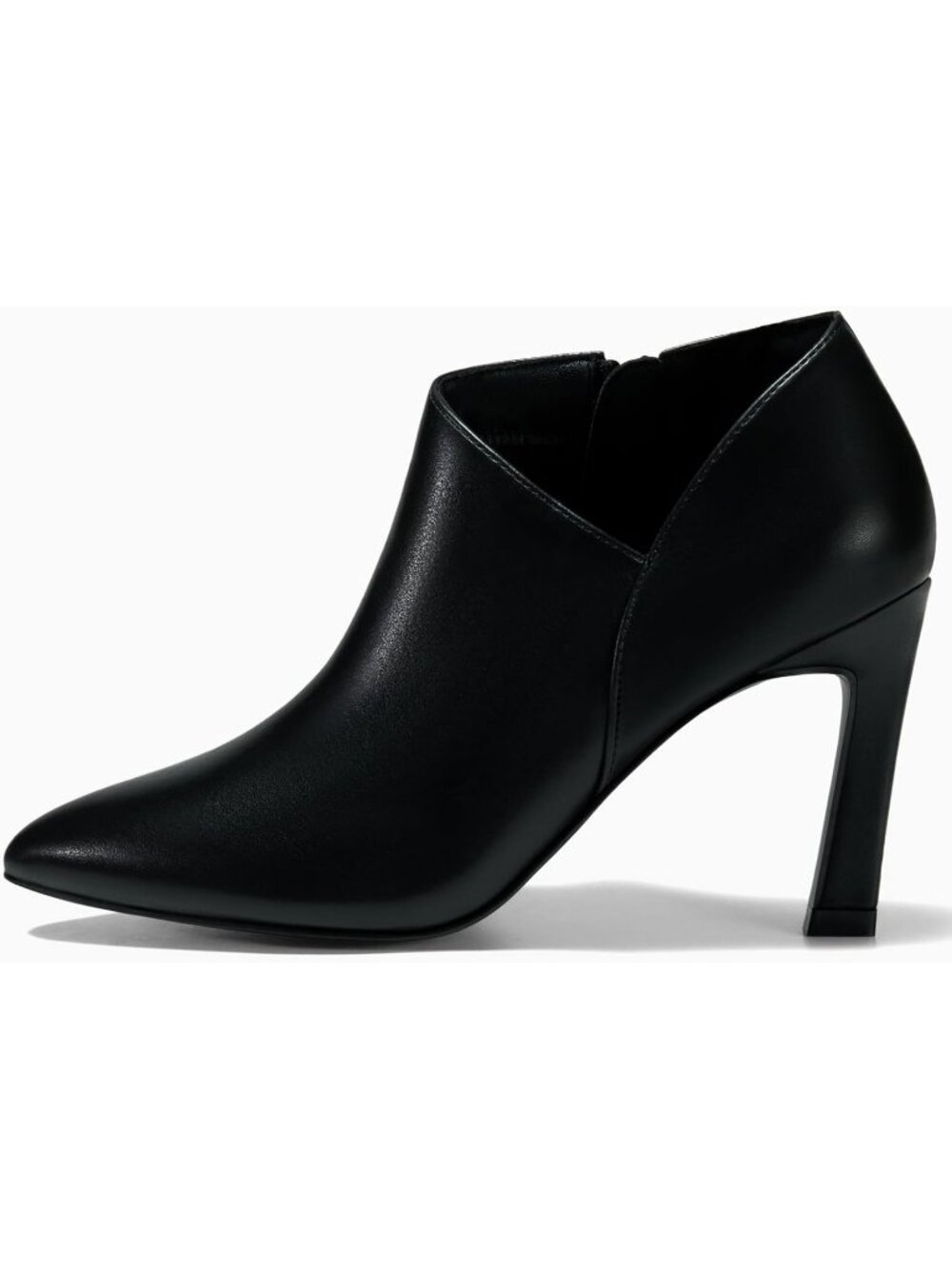 Women's Black Stylish Pointed Toe V Cut Kitten Heel Side Zip Office Ankle Boots